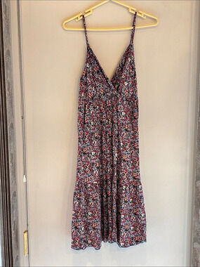 Elisa Floral Maxi Dress in Red & White L/XL Like New